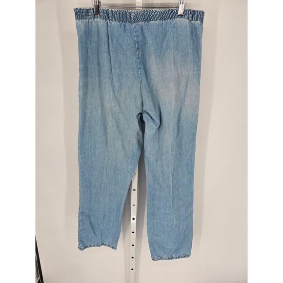 White Stag Women's Blue Elastic-Waist High-Rise Pull-On Denim Trousers Size XXL - Picture 2 of 4